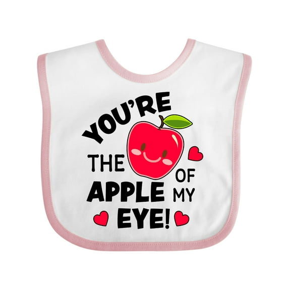 Inktastic Youre the Apple of My Eye Valentine Pun with Cute Apple Boys or Girls Baby Bib