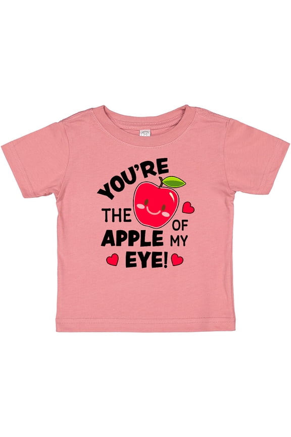Youre the Apple of My Eye Valentine Pun with Cute Apple Boys or Girls Baby T-Shirt