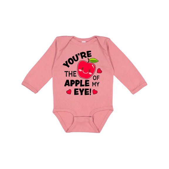 Inktastic Youre the Apple of My Eye Valentine Pun with Cute Apple Boys or Girls Long Sleeve Baby Bodysuit