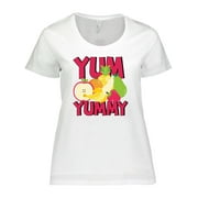 Inktastic Yummy Text with Fruit for National Nutrition Month Women's Plus Size T-Shirt