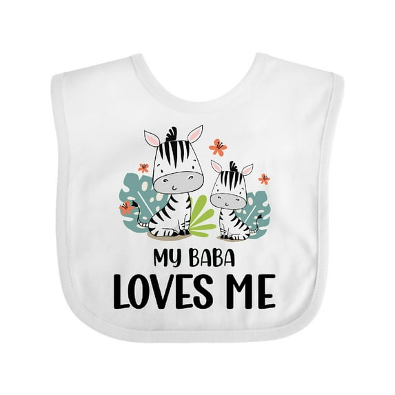 Inktastic Zebra My Baba Loves Me Boys or Girls Baby Bib