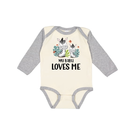 Inktastic Zebra My Babu Loves Me Boys or Girls Long Sleeve Baby Bodysuit