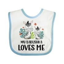 Inktastic Zebra My Babushka Loves Me Boys or Girls Baby Bib
