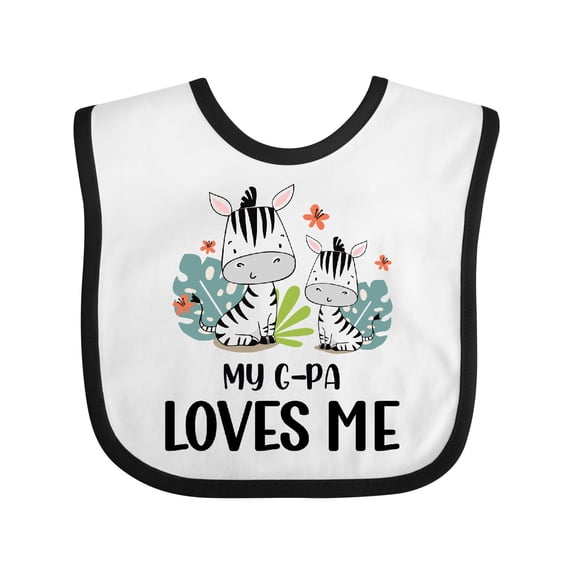 Inktastic Zebra My G-pa Loves Me Boys or Girls Baby Bib