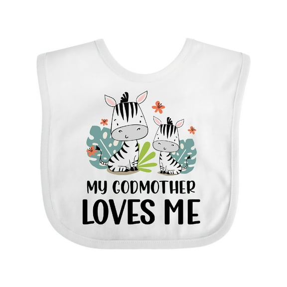 Inktastic Zebra My Godmother Loves Me Boys or Girls Baby Bib