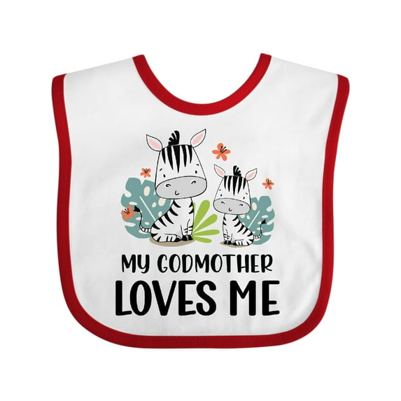 Inktastic Zebra My Godmother Loves Me Boys or Girls Baby Bib
