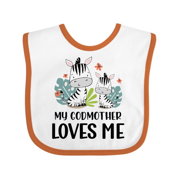 Inktastic Zebra My Godmother Loves Me Boys or Girls Baby Bib