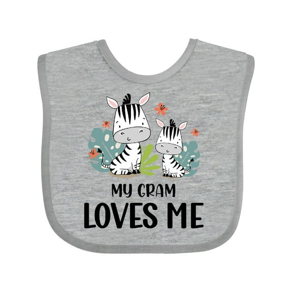 Inktastic Zebra My Gram Loves Me Boys or Girls Baby Bib