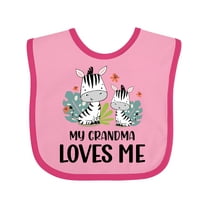 Inktastic Zebra My Grandma Loves Me Boys or Girls Baby Bib