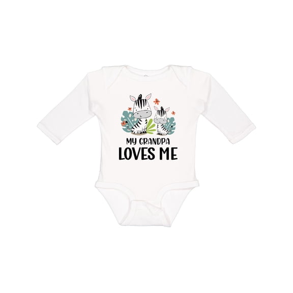 Inktastic Zebra My Grandpa Loves Me Boys or Girls Long Sleeve Baby Bodysuit