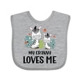 thumbnail image 1 of Inktastic Zebra My Granny Loves Me Boys or Girls Baby Bib, 1 of 4