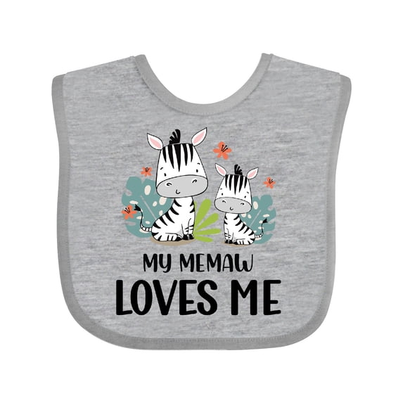 Inktastic Zebra My Memaw Loves Me Boys or Girls Baby Bib