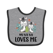Inktastic Zebra My Nai Nai Loves Me Boys or Girls Baby Bib