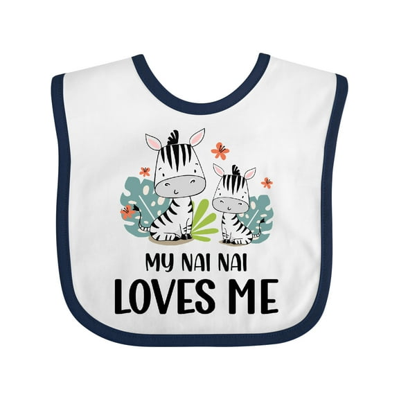 Inktastic Zebra My Nai Nai Loves Me Boys or Girls Baby Bib