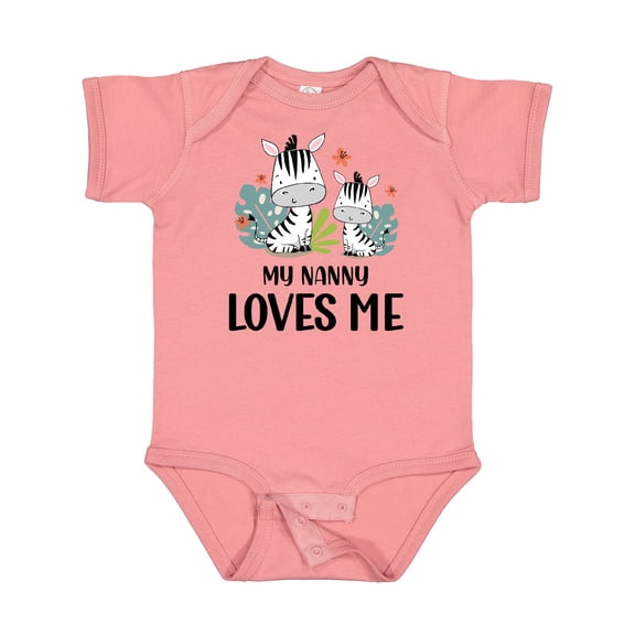 Inktastic Zebra My Nanny Loves Me Boys or Girls Baby Bodysuit