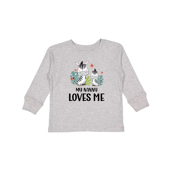 Inktastic Zebra My Nanny Loves Me Boys or Girls Long Sleeve Toddler T-Shirt