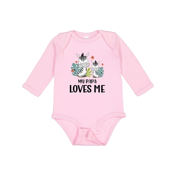 Inktastic Zebra My Papa Loves Me Boys or Girls Long Sleeve Baby Bodysuit