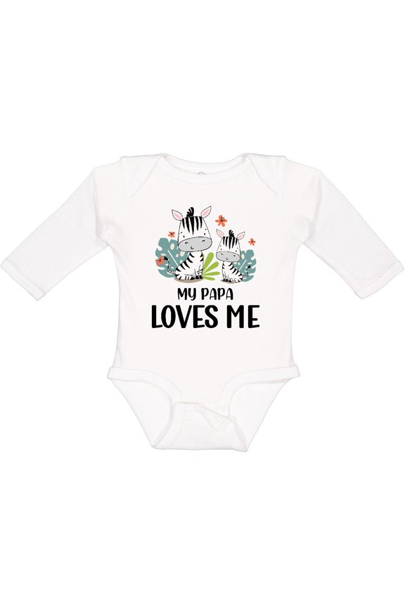 Zebra My Papa Loves Me Boys or Girls Long Sleeve Baby Bodysuit