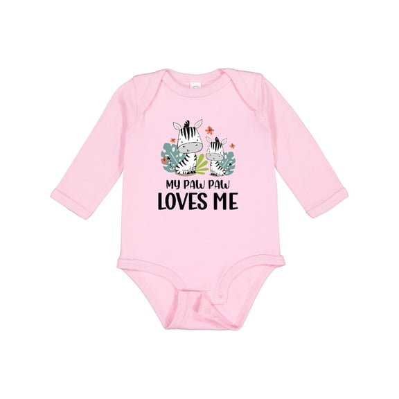 Inktastic Zebra My Paw Paw Loves Me Boys or Girls Long Sleeve Baby Bodysuit