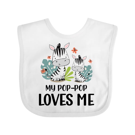 Inktastic Zebra My Pop-pop Loves Me Boys or Girls Baby Bib