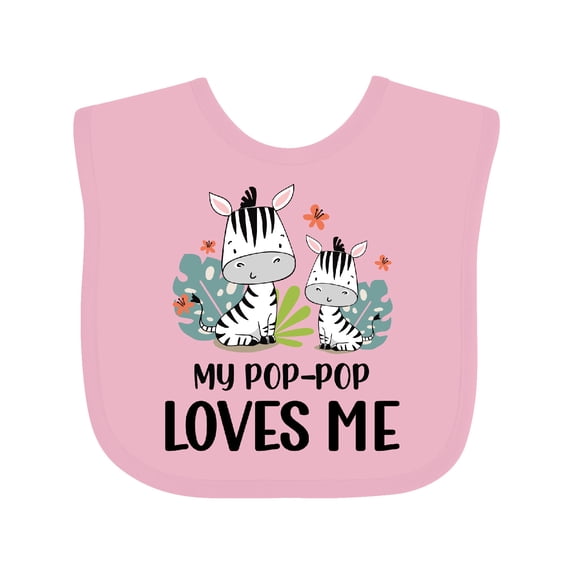 Inktastic Zebra My Pop-pop Loves Me Boys or Girls Baby Bib