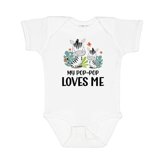 Inktastic Zebra My Pop-pop Loves Me Boys or Girls Baby Bodysuit