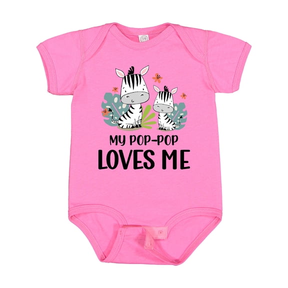 Inktastic Zebra My Pop-pop Loves Me Boys or Girls Baby Bodysuit