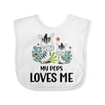 thumbnail image 1 of Inktastic Zebra My Pops Loves Me Boys or Girls Baby Bib, 1 of 4