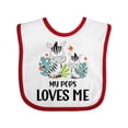 thumbnail image 1 of Inktastic Zebra My Pops Loves Me Boys or Girls Baby Bib, 1 of 4