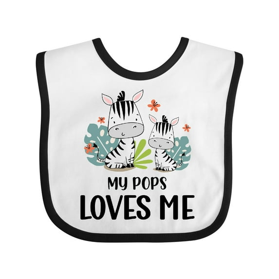 Inktastic Zebra My Pops Loves Me Boys or Girls Baby Bib