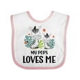 thumbnail image 1 of Inktastic Zebra My Pops Loves Me Boys or Girls Baby Bib, 1 of 4