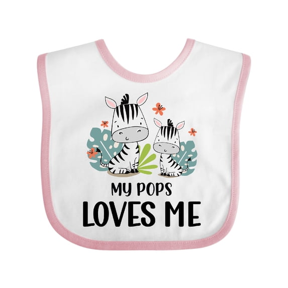 Inktastic Zebra My Pops Loves Me Boys or Girls Baby Bib