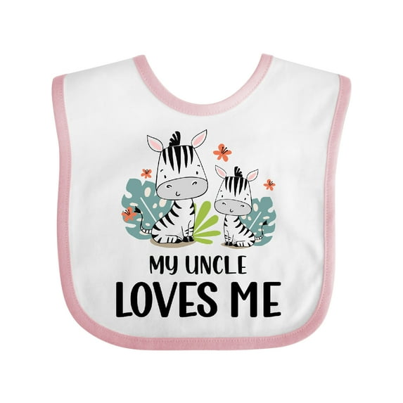 Inktastic Zebra My Uncle Loves Me Boys or Girls Baby Bib