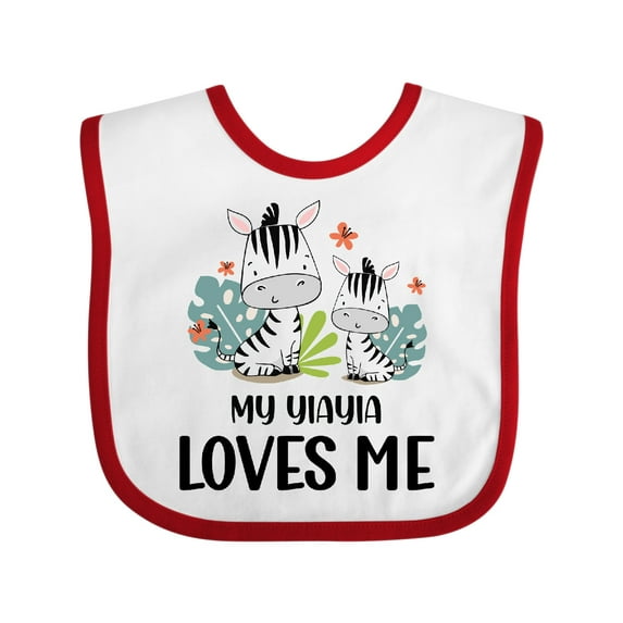 Inktastic Zebra My Yiayia Loves Me Boys or Girls Baby Bib