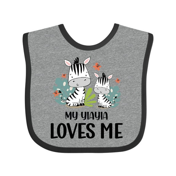 Inktastic Zebra My Yiayia Loves Me Boys or Girls Baby Bib
