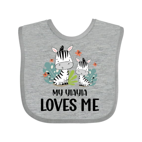 Inktastic Zebra My Yiayia Loves Me Boys or Girls Baby Bib