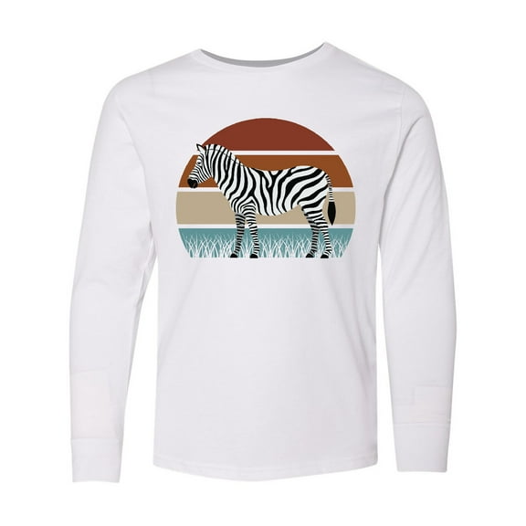 Inktastic Zebra Safari Animal Sunset Long Sleeve Youth T-Shirt