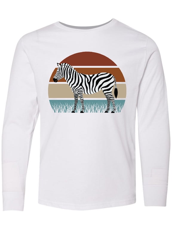 Zebra Safari Animal Sunset Long Sleeve Youth T-Shirt