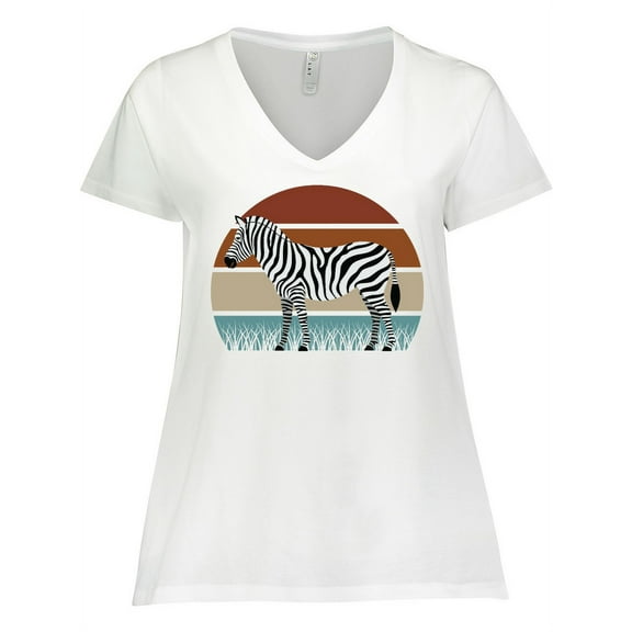 Inktastic Zebra Safari Animal Sunset Women's Plus Size V-Neck T-Shirt