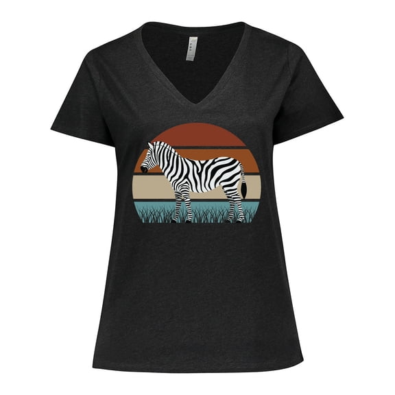 Inktastic Zebra Safari Animal Sunset Women's Plus Size V-Neck T-Shirt