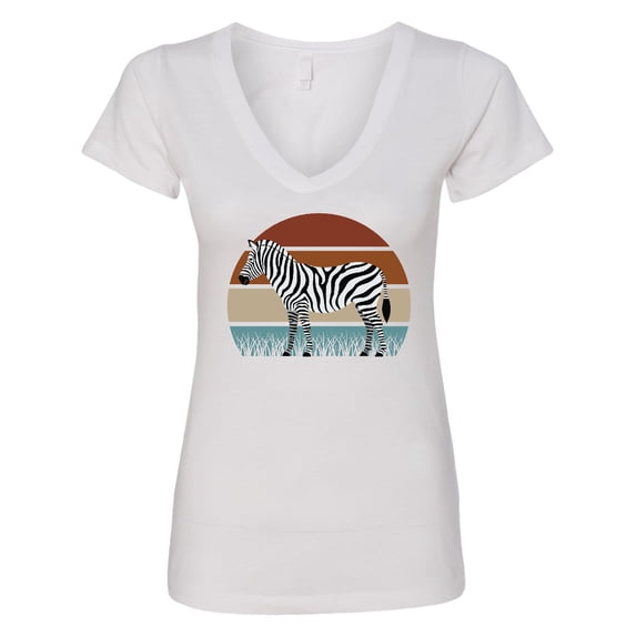 Inktastic Zebra Safari Animal Sunset Women's V-Neck T-Shirt