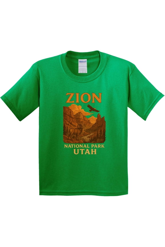Zion National Park Utah Vintage Landscape Art Youth T-Shirt