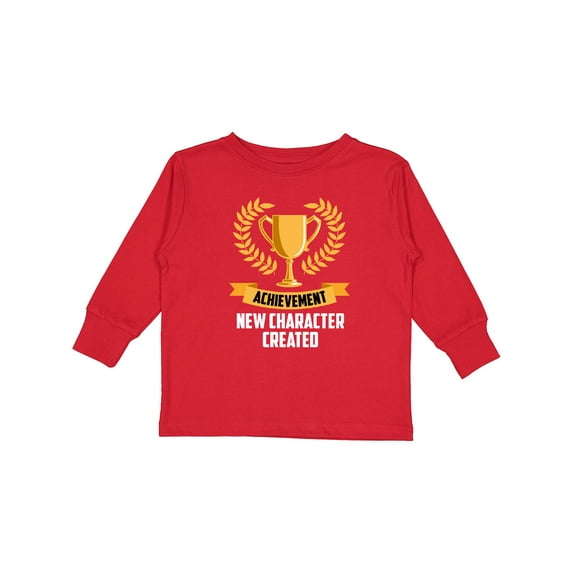Inktastic achievement unlocked new character created white text Boys or Girls Long Sleeve Toddler T-Shirt