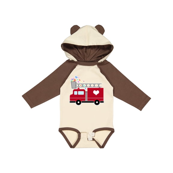 Inktastic easter red firetruck with pink hearts Boys or Girls Long Sleeve Baby Bodysuit