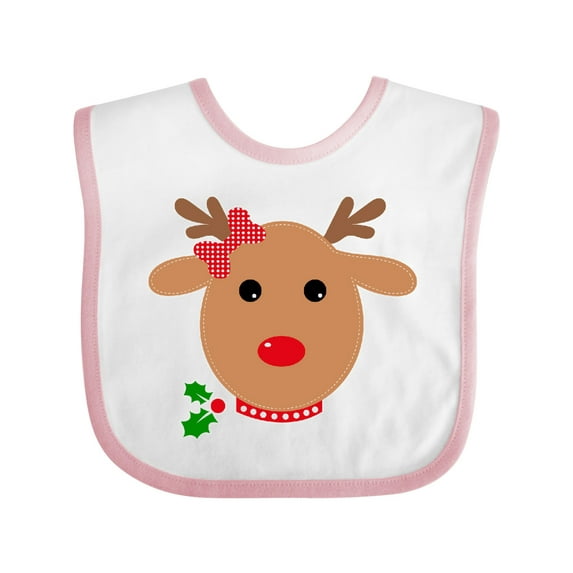 Inktastic girl reindeer Boys or Girls Baby Bib