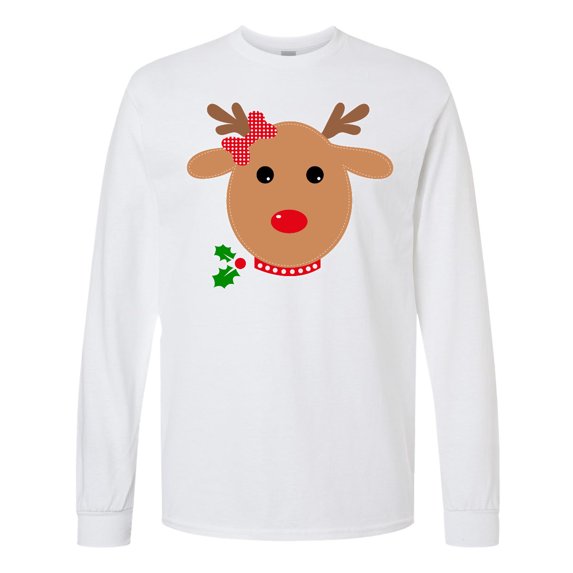 Inktastic Girl Reindeer Long Sleeve T-Shirt
