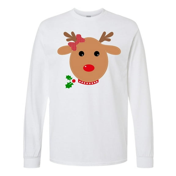 Inktastic Girl Reindeer Long Sleeve T-Shirt