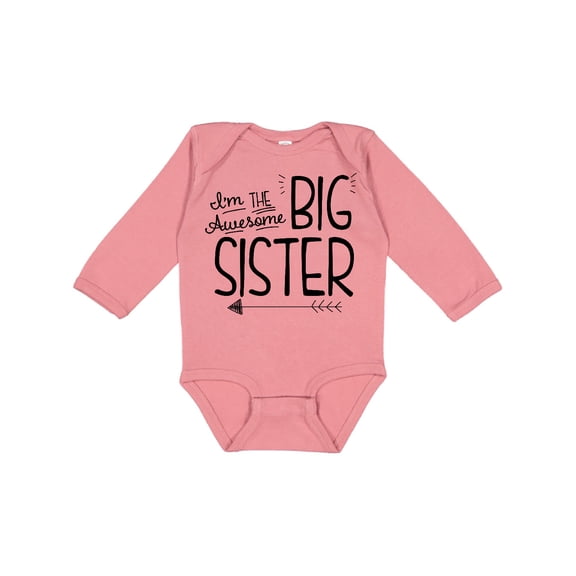 Inktastic i'm the awesome big sister Girls Long Sleeve Baby Bodysuit