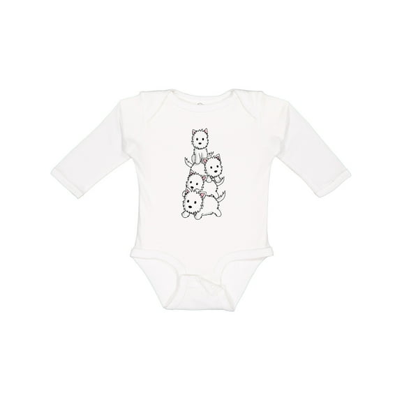 Inktastic kawaii westie stack Boys or Girls Long Sleeve Baby Bodysuit