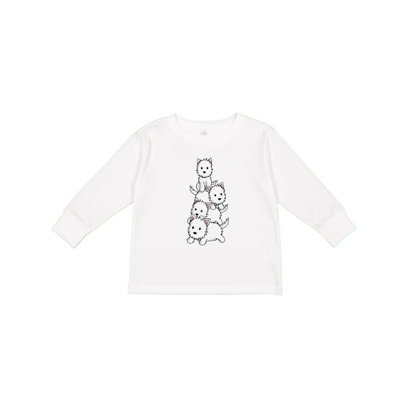 Inktastic kawaii westie stack Boys or Girls Long Sleeve Toddler T-Shirt
